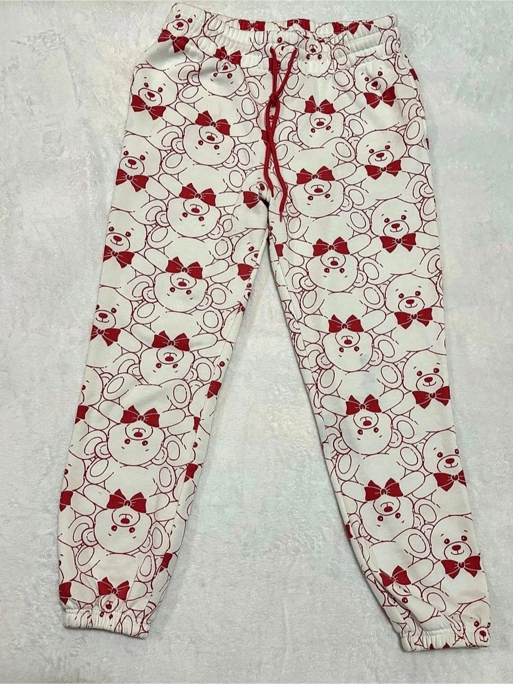 Wound Up Teddy Bear Print Jogger Pants Cozy Lounge Pajamas Size M (8-10)